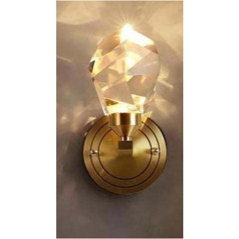 Artisan Elegance: Copper Modern Villa Rotating Crystal Wall Lamp