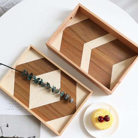 Rustic Wooden Fruit Cake Tray Natural Elegance for Table"