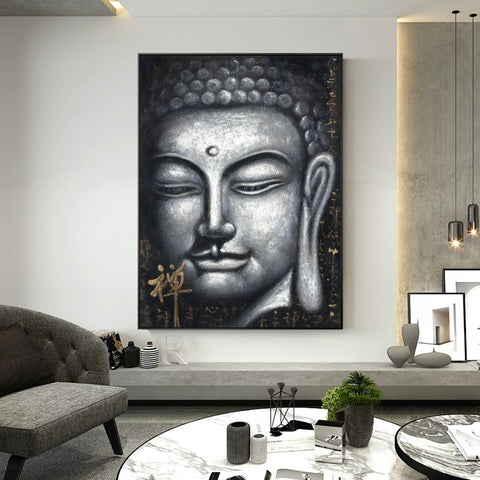 Oil painting of Buddha statue| Tranquil Buddha Statue Oil Painting