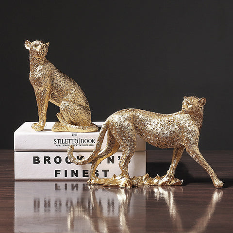 Modern Simple And Creative Golden Leopard Resin Ornaments