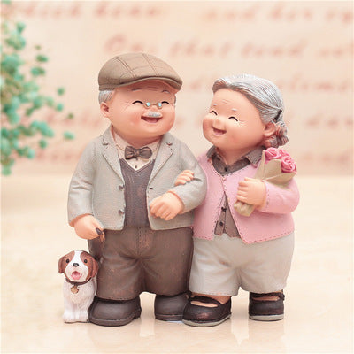 Enduring Love: Exquisite Small Statue Objects Decoration for Celebrating Elderly Romance