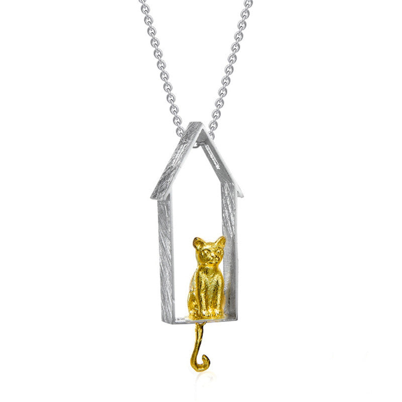 Cute Kitty Tail Movable S925 Sterling Silver Pendant