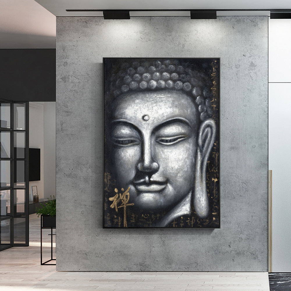 Oil painting of Buddha statue| Tranquil Buddha Statue Oil Painting