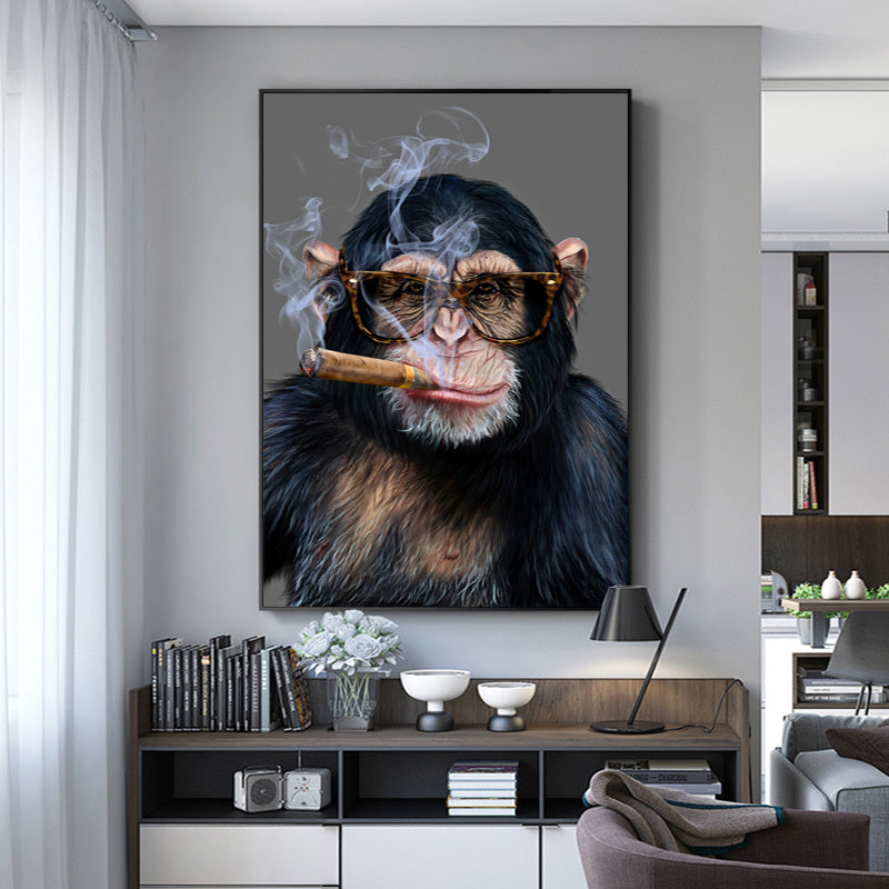 Gorilla Smoking Poster Animal Painting Decorative Wall Art