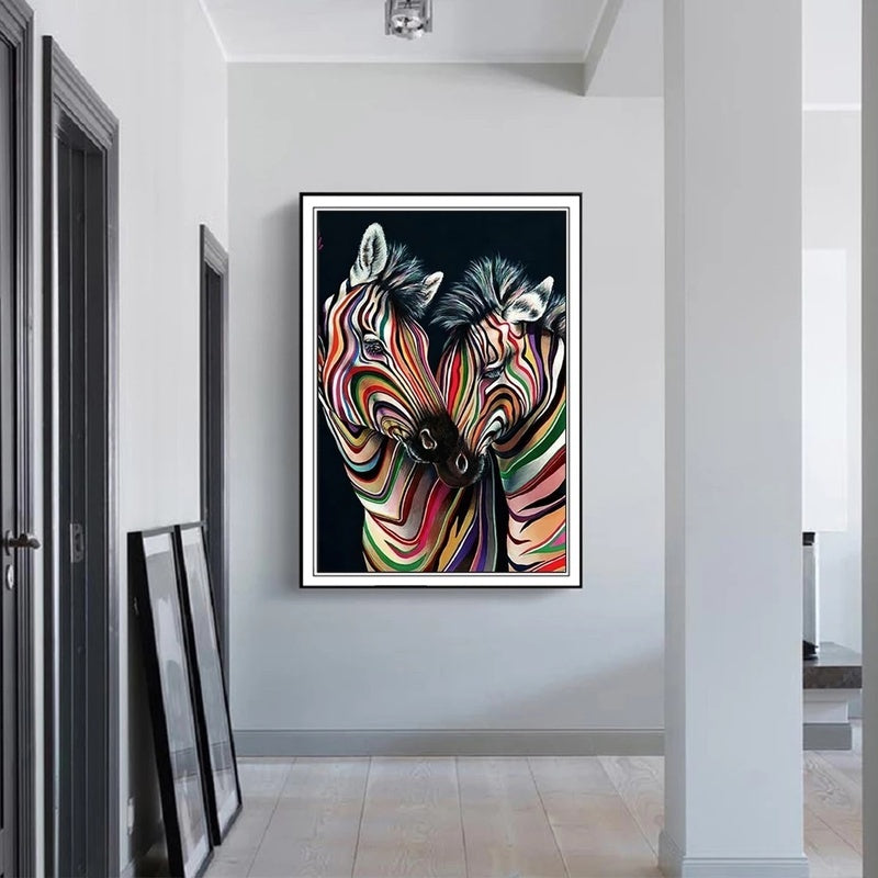 Modern Abstract Zebra Canvas Painting Wall Art Poster