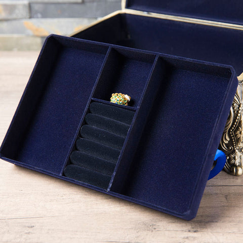 European-style Diamond Set Metal Rectangular Multilayer Jewelry Box