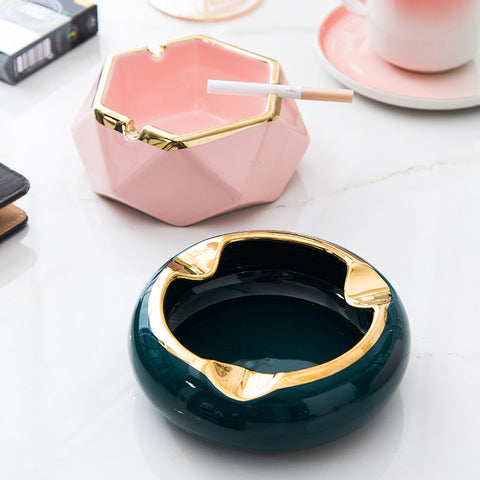 Nordic Ceramic Golden Ashtray: Sophisticated Elegance for Your Home Living Room