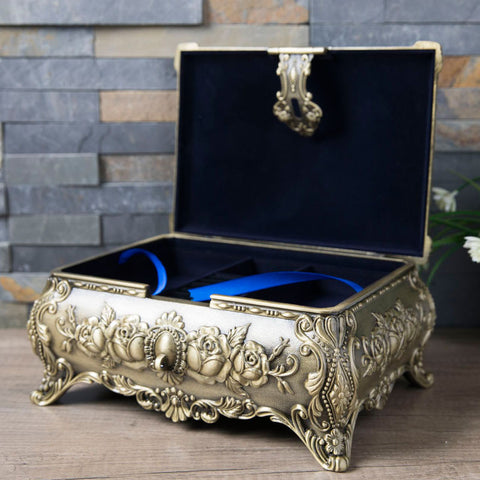 European-style Diamond Set Metal Rectangular Multilayer Jewelry Box