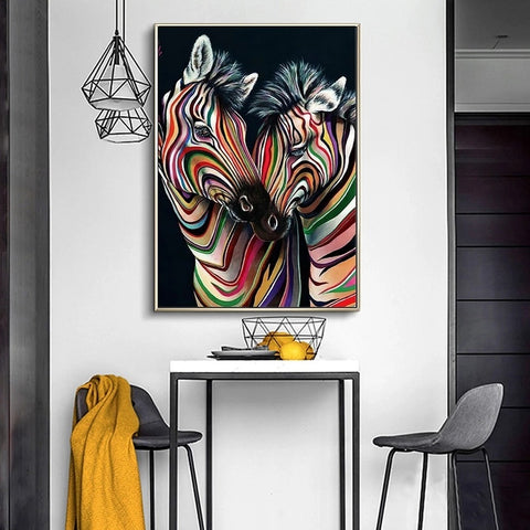 Modern Abstract Zebra Canvas Painting Wall Art Poster