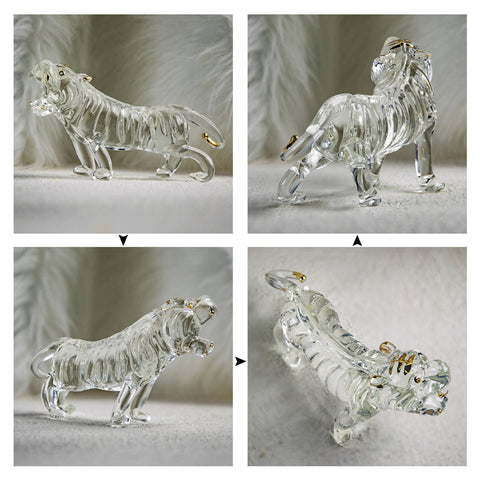 Handmade Lucky Crystal Tiger Statue Desktop Ornament