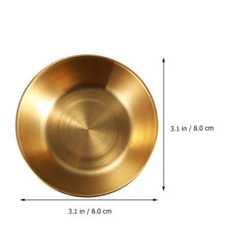 Golden Stainless Steel Seasoning Plate - Luxurious Elegance for Gourmet Delights"