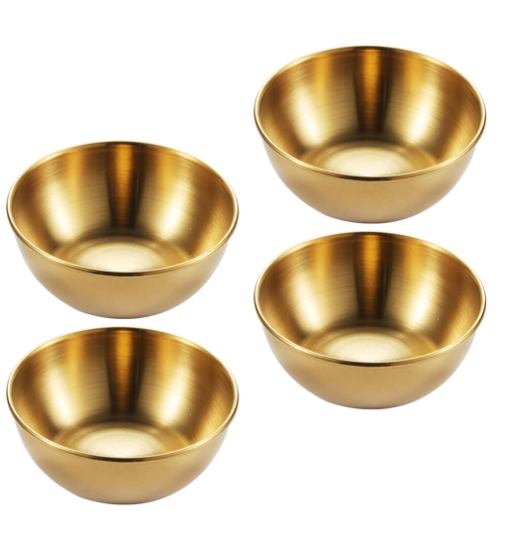 Golden Stainless Steel Seasoning Plate - Luxurious Elegance for Gourmet Delights"