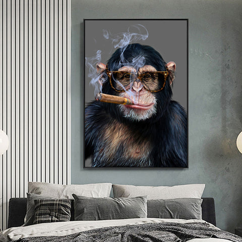 Gorilla Smoking Poster Animal Painting Decorative Wall Art