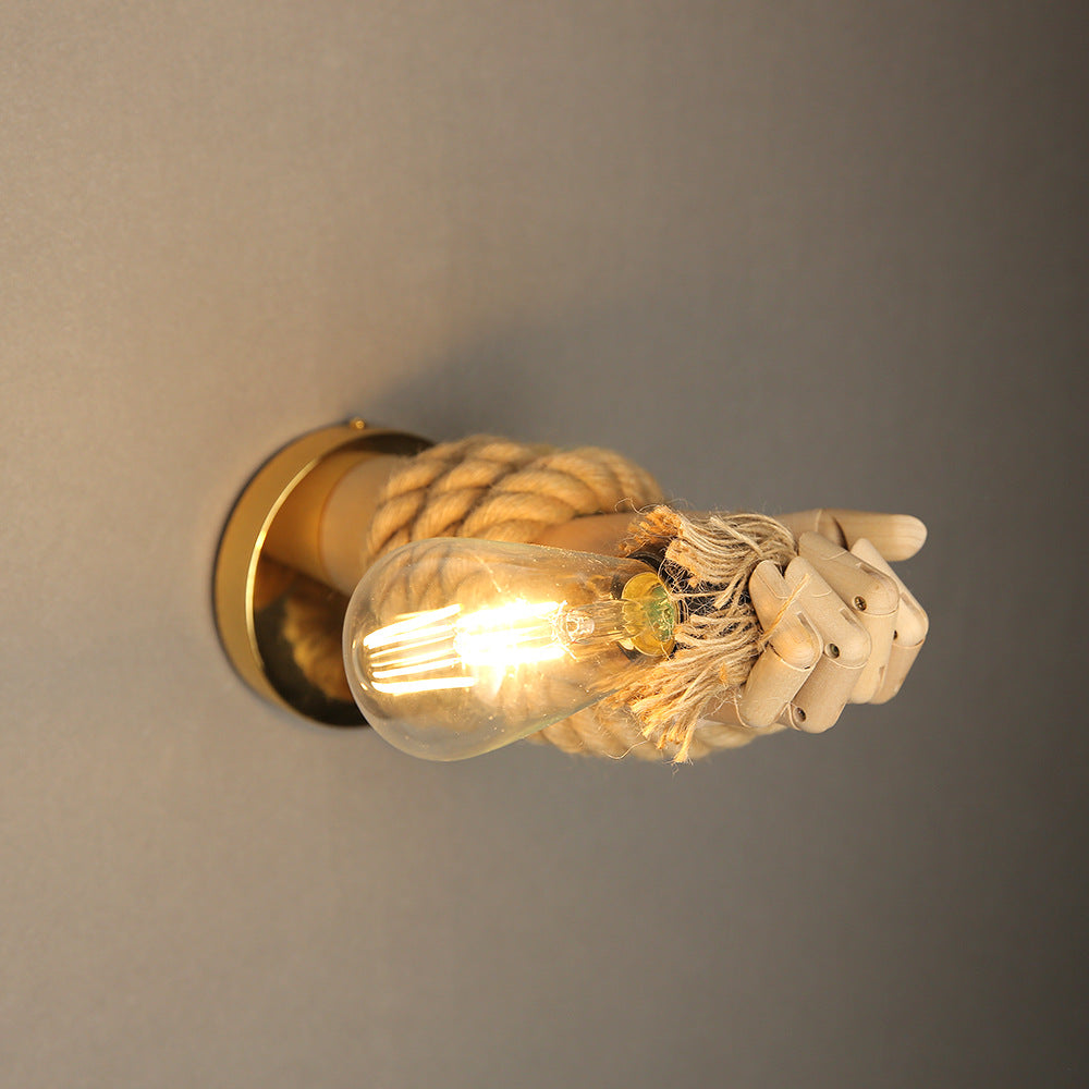 Vintage Mechanical Hand Wall Lamp with Ornate Detailing