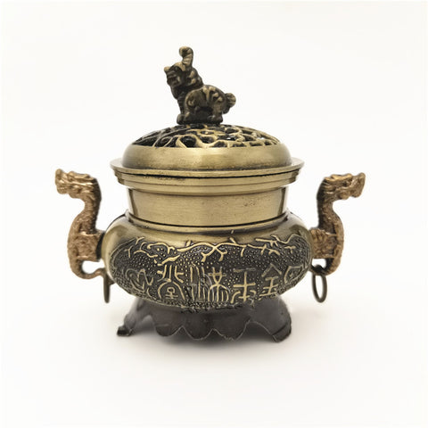 Antique Alloy Sandalwood Stove with Lid Timeless Elegance for Your Home