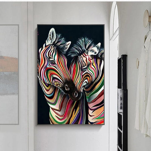 Modern Abstract Zebra Canvas Painting Wall Art Poster - Artessia