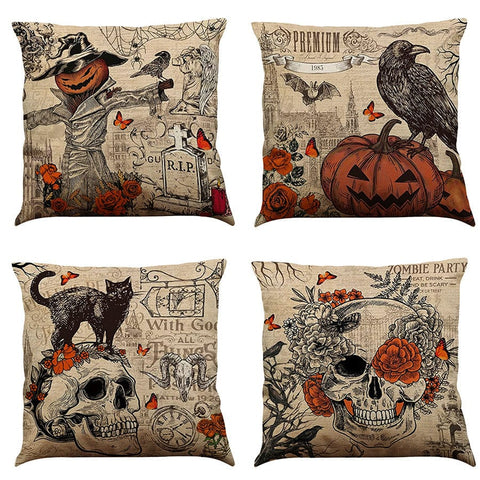 Halloween Cotton Linen Cushion Pillowcase" - Artessia