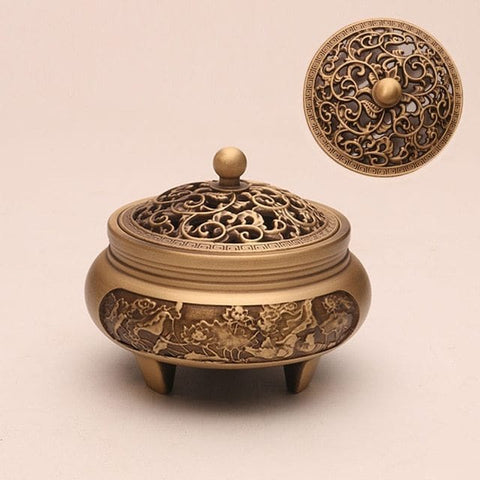 Timeless Serenity Custom Carved Copper Incense Burner - Artessia