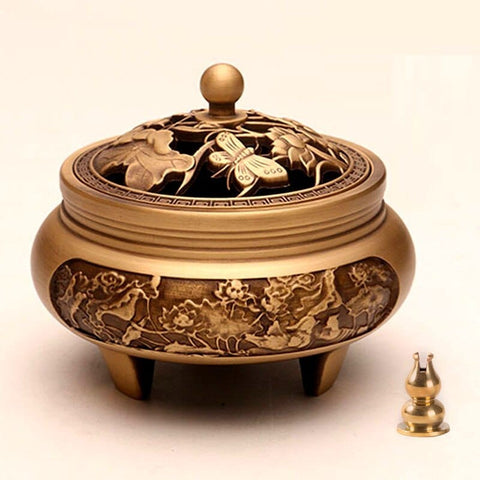 Timeless Serenity Custom Carved Copper Incense Burner - Artessia