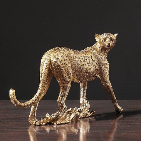 Modern Simple And Creative Golden Leopard Resin Ornaments - Artessia