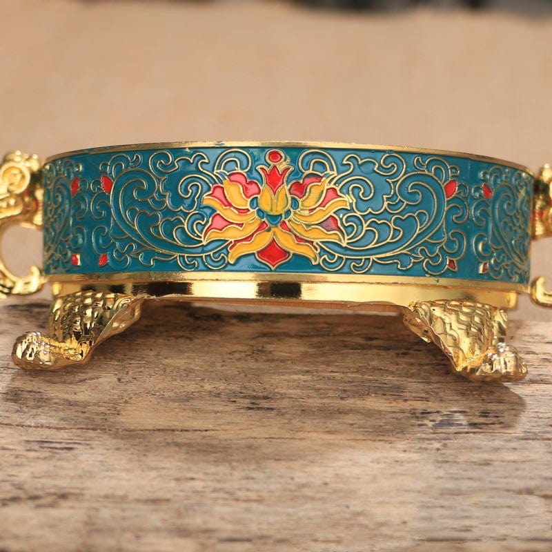 Handcrafted Tibetan Copper Alloy Painted Incense Burner – Traditional Dish Design - Artessia