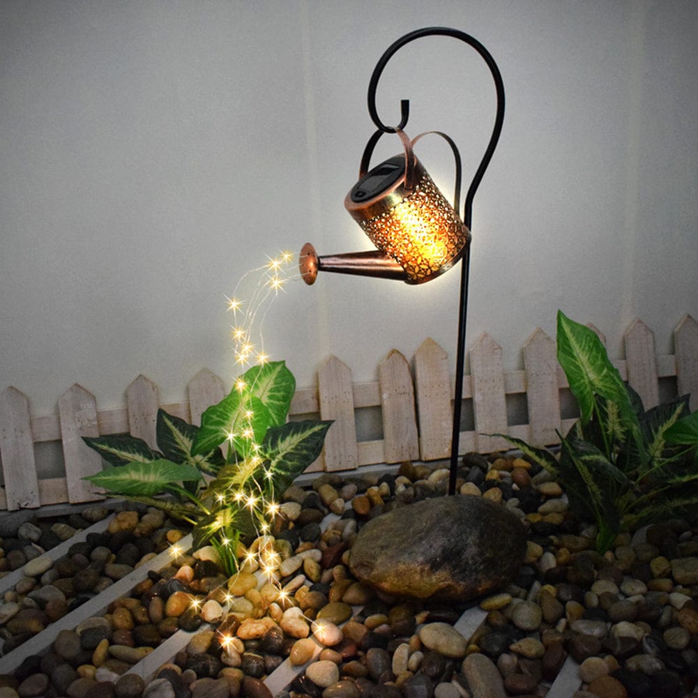 Enchanted Solar Watering Can Garden Art Lamp: Illuminate Your Outdoor Sanctuary with Whimsical Elegance - Artessia