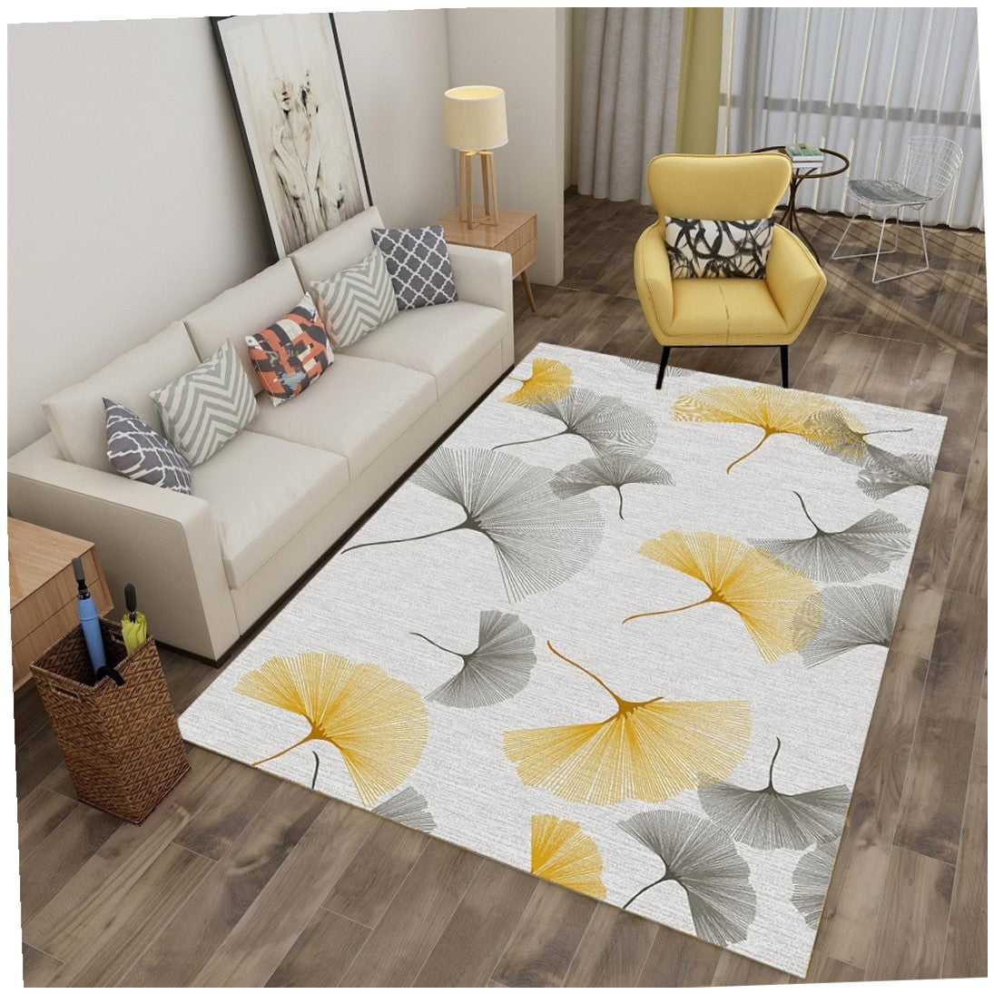 Modern Geometric Hexagon Area Rug - Luxury Soft Carpet for Living Room | Pastel Pink, Gray, and Gold Accents