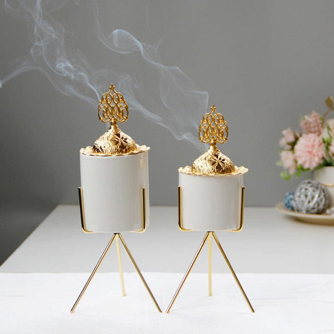 Golden Elegance Modern Luxury Incense Burner - Artessia