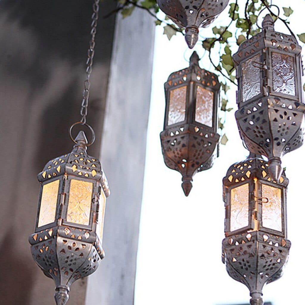 Elegant Moroccan Hanging Lantern | Soft Light Moroccan Candlestick Lamp - Artessia