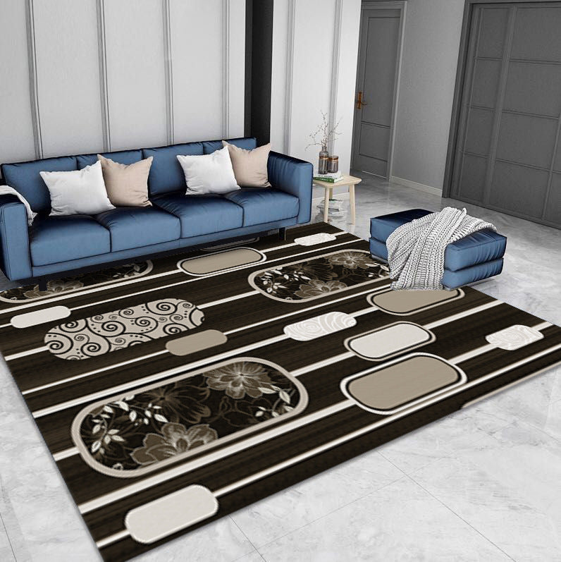 Modern Geometric Navy & Gold Carpet - Luxurious Design for Stylish Interiors