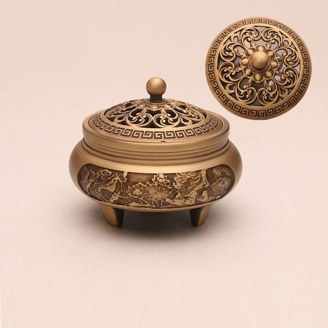 Timeless Serenity Custom Carved Copper Incense Burner - Artessia