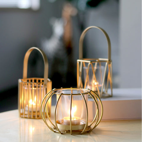 Empty Candle Cup Golden Light Luxury Creative Ornament Pumpkin Lantern - Artessia