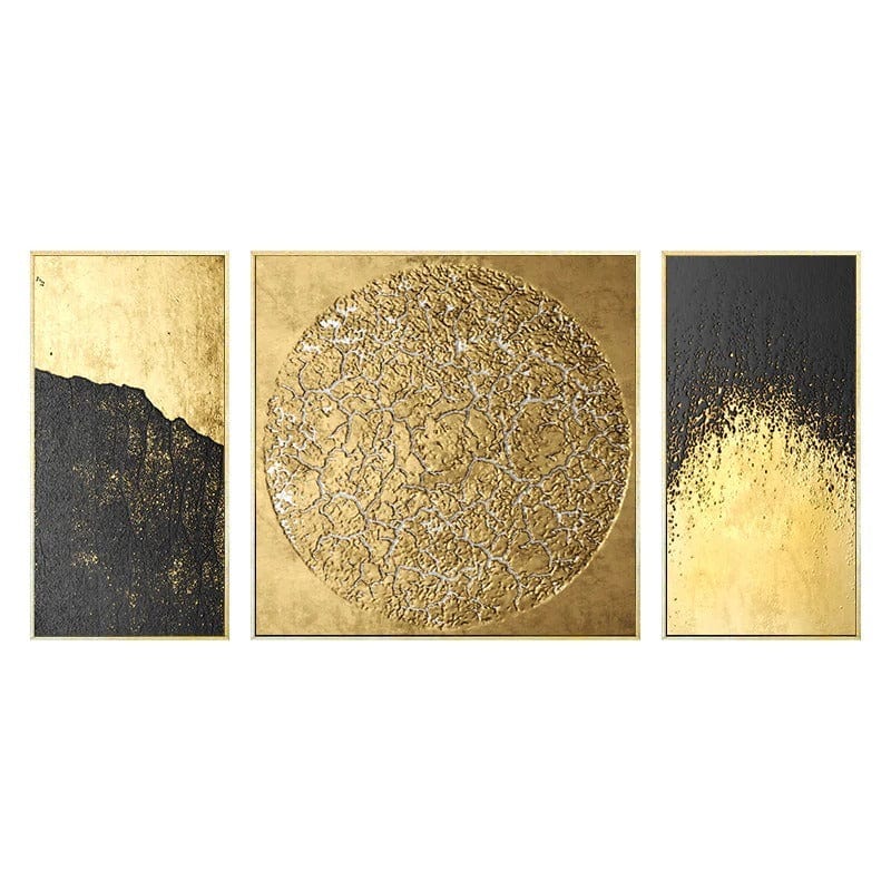 Luxurious Abstract Golden Canvas Wall Art Set - Artessia