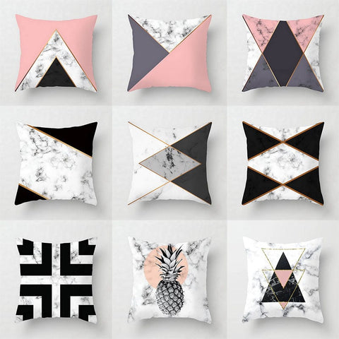 Urban Oasis Marble Geometric Abstract Decorative Pillow Cases - Artessia