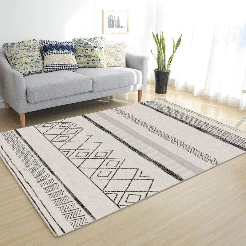 Modern Minimalist Rectangle Living Room Carpet | Contemporary Area Rug for Home Decor