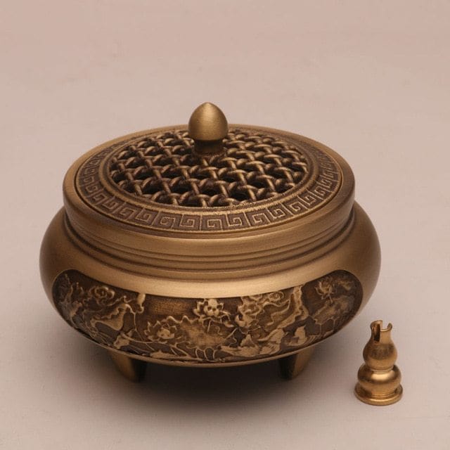 Timeless Serenity Custom Carved Copper Incense Burner - Artessia