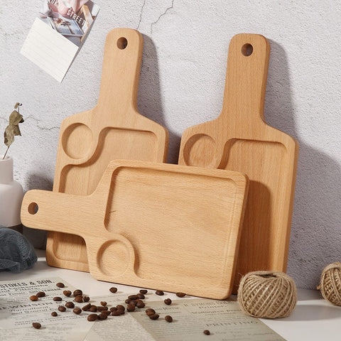 Creative Wooden Handle Tray for Coffee Restaurant