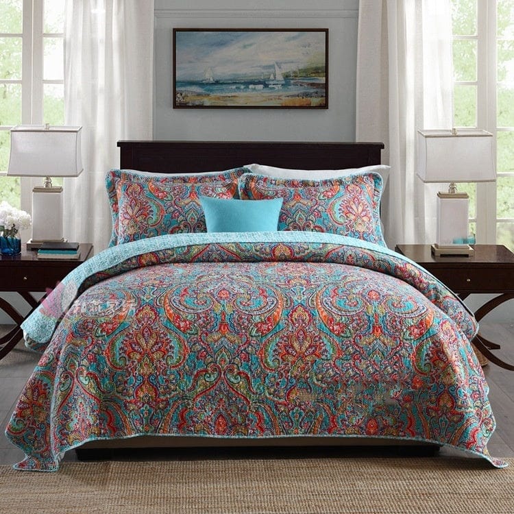 Bedspread Pure Cotton Summer Cooling Duvet Airable Cover Bed Three-piece Set - Artessia