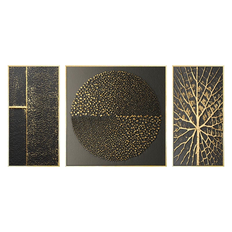 Luxurious Abstract Golden Canvas Wall Art Set for Elegant Interiors - Artessia