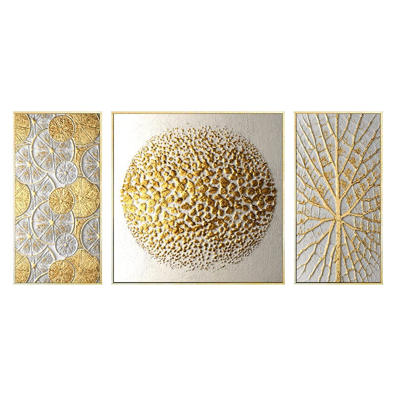 Luxurious Abstract Golden Canvas Wall Art Set - Artessia