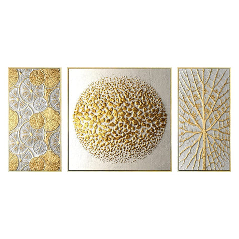 Luxurious Abstract Golden Canvas Wall Art Set - Artessia