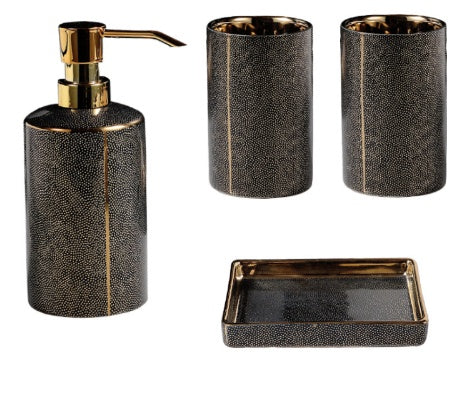 Arabesque Ceramic Bathroom Set - Stylish Shampoo Shower Gel & Soap Dispensers