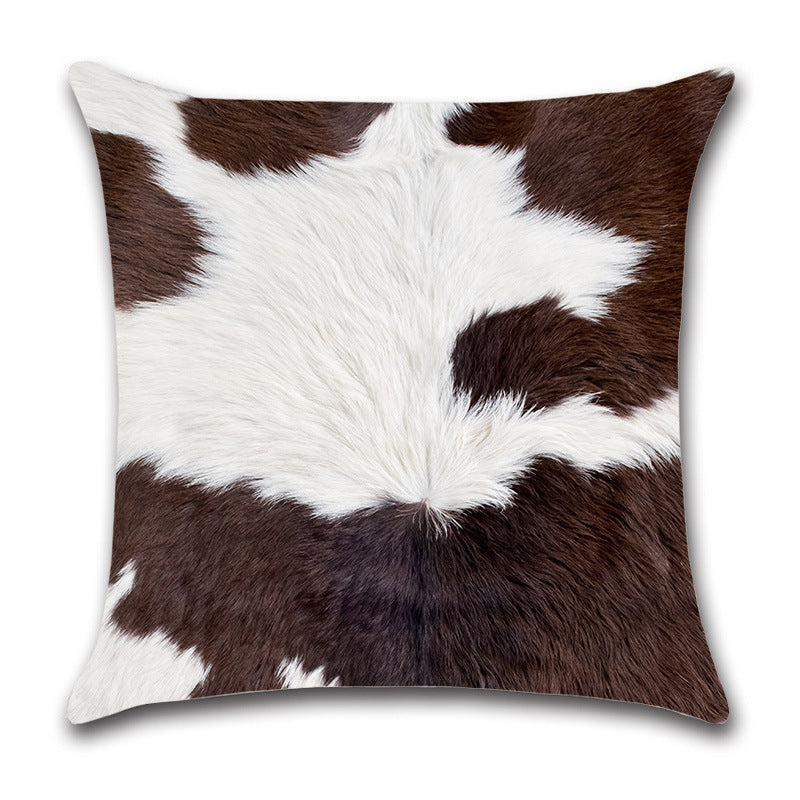 Whimsical Cow Pattern Linen Pillowcase