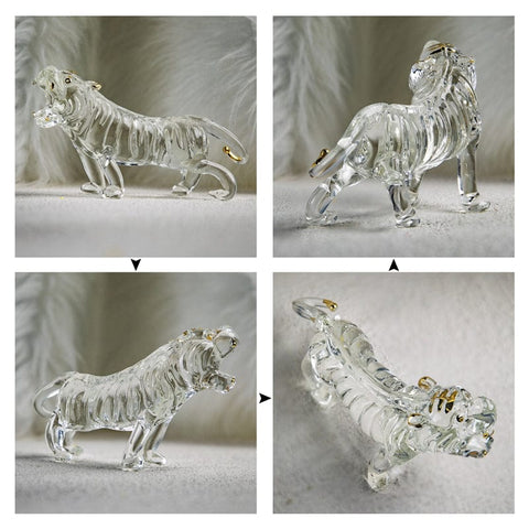 Handmade Lucky Crystal Tiger Statue Desktop Ornament - Artessia