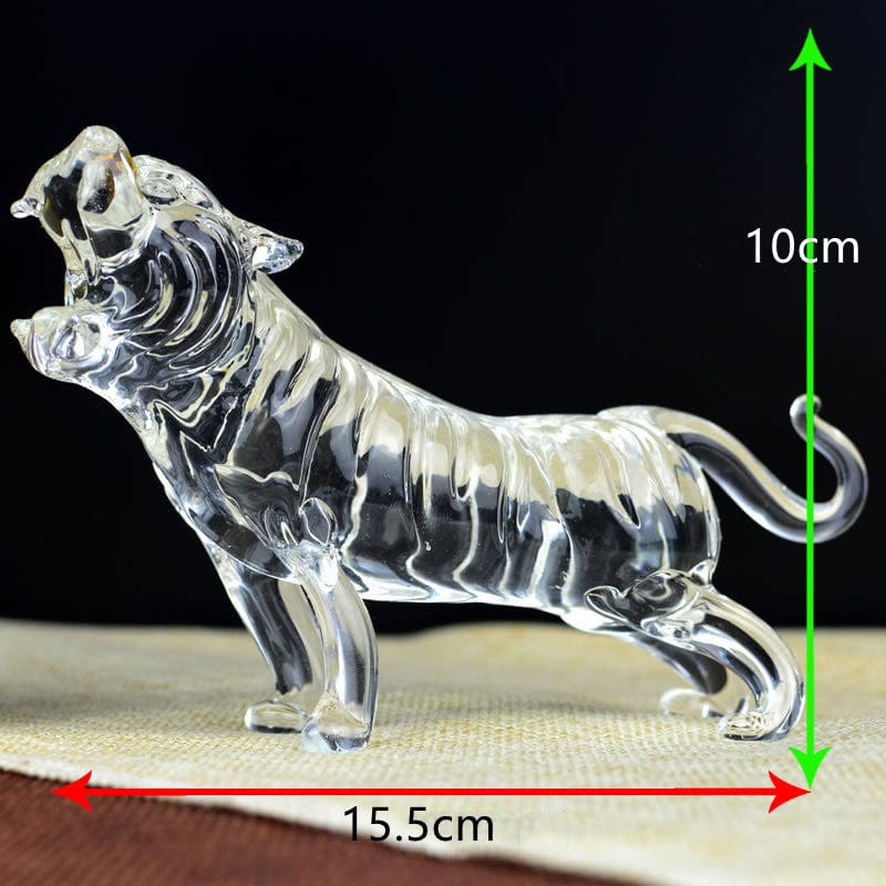 Handmade Lucky Crystal Tiger Statue Desktop Ornament - Artessia