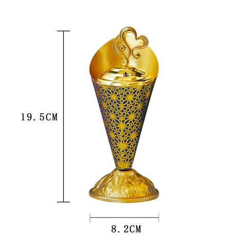 European Style Golden Pattern Light Luxury Metal Incense Burner Desktop