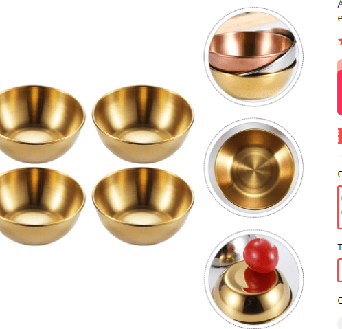 Golden Stainless Steel Seasoning Plate - Luxurious Elegance for Gourmet Delights" - Artessia