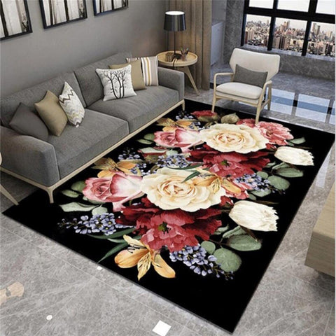 Luxury Floral Velvet Carpet - Elegant Design for Modern Living Rooms