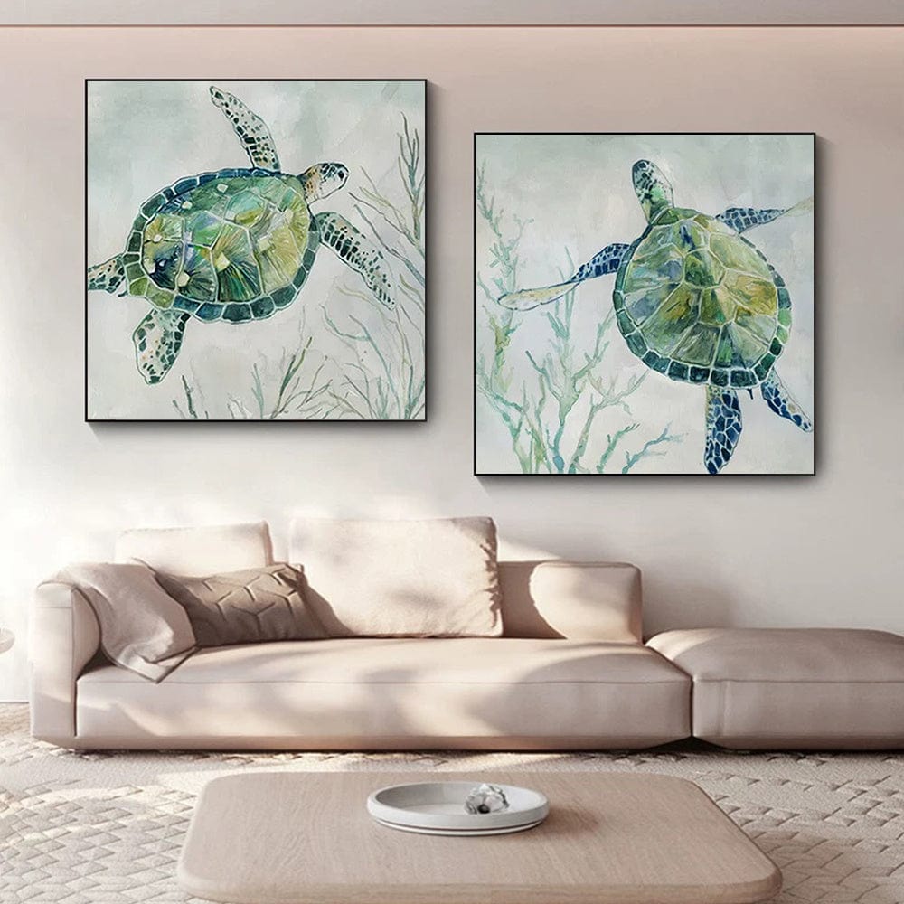 Serene Turtle Canvas Wall Art - Artessia