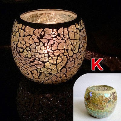 Elegant European Glass Mosaic Candle Holder – Perfect Gift Ornament for Home Decor - Artessia